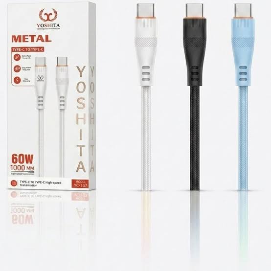 کابل شارژ دوسر تایپ سی YOSHITA مدل YC-107 مشکی