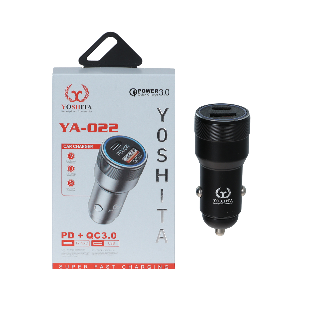 شارژر فندکی PD و فست دو پورت YOSHITA مدل YA-022 مشکی