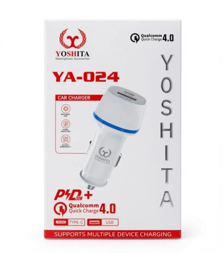 شارژر فندکی PD و فست دو پورت YOSHITA مدل YA-024